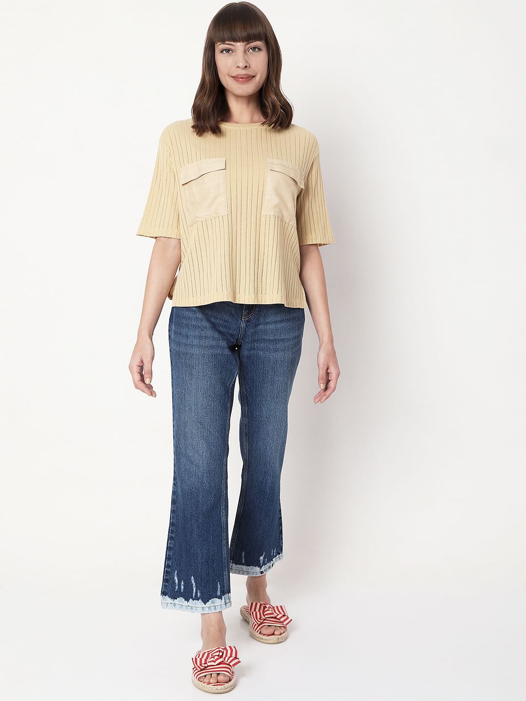 Taupe Striped T-Shirt