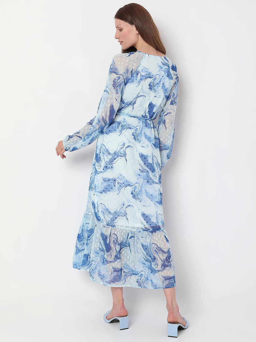 Light Blue Abstract Print Dress