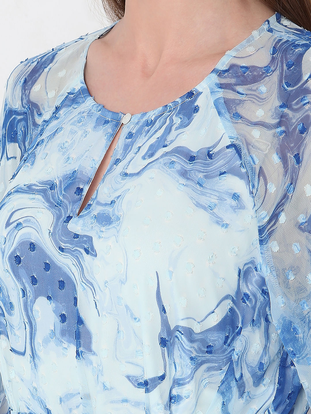 Light Blue Abstract Print Dress