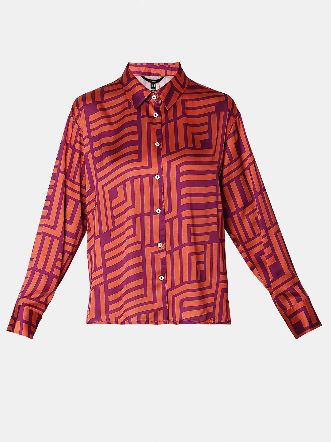 Coral Striped Satin Shirt