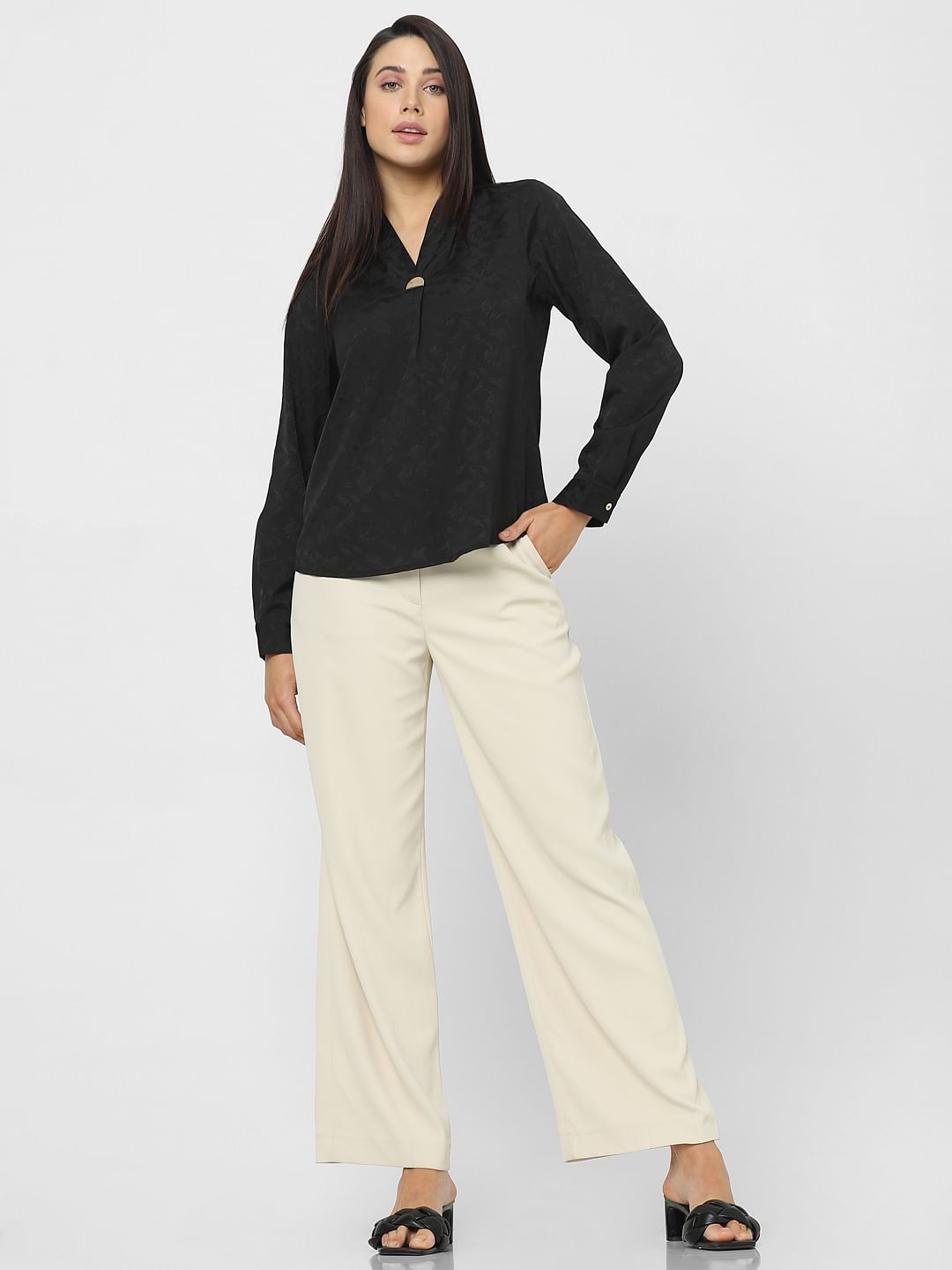 Black Jacquard Printed Top