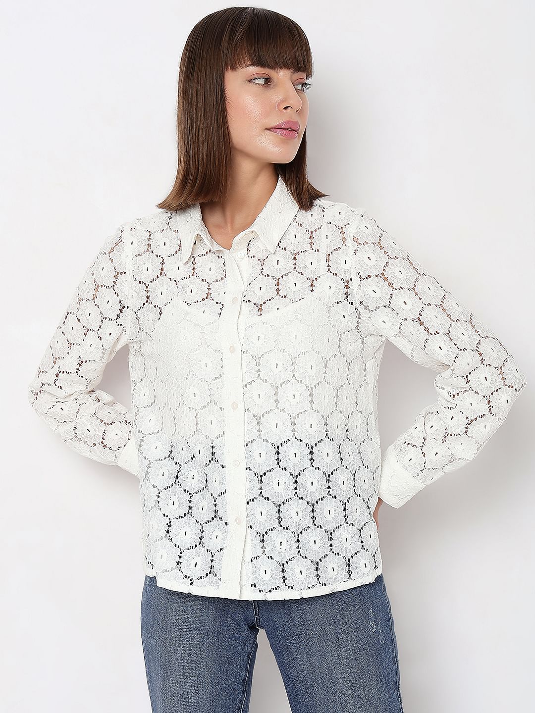White Floral Lace Shirt