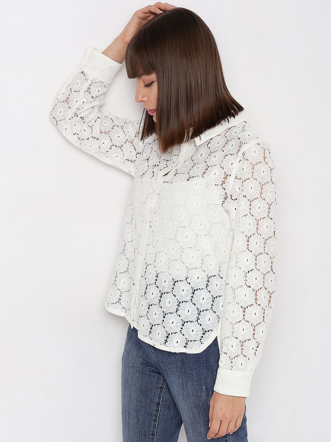 White Floral Lace Shirt