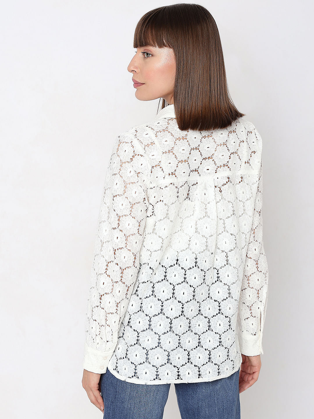 White Floral Lace Shirt