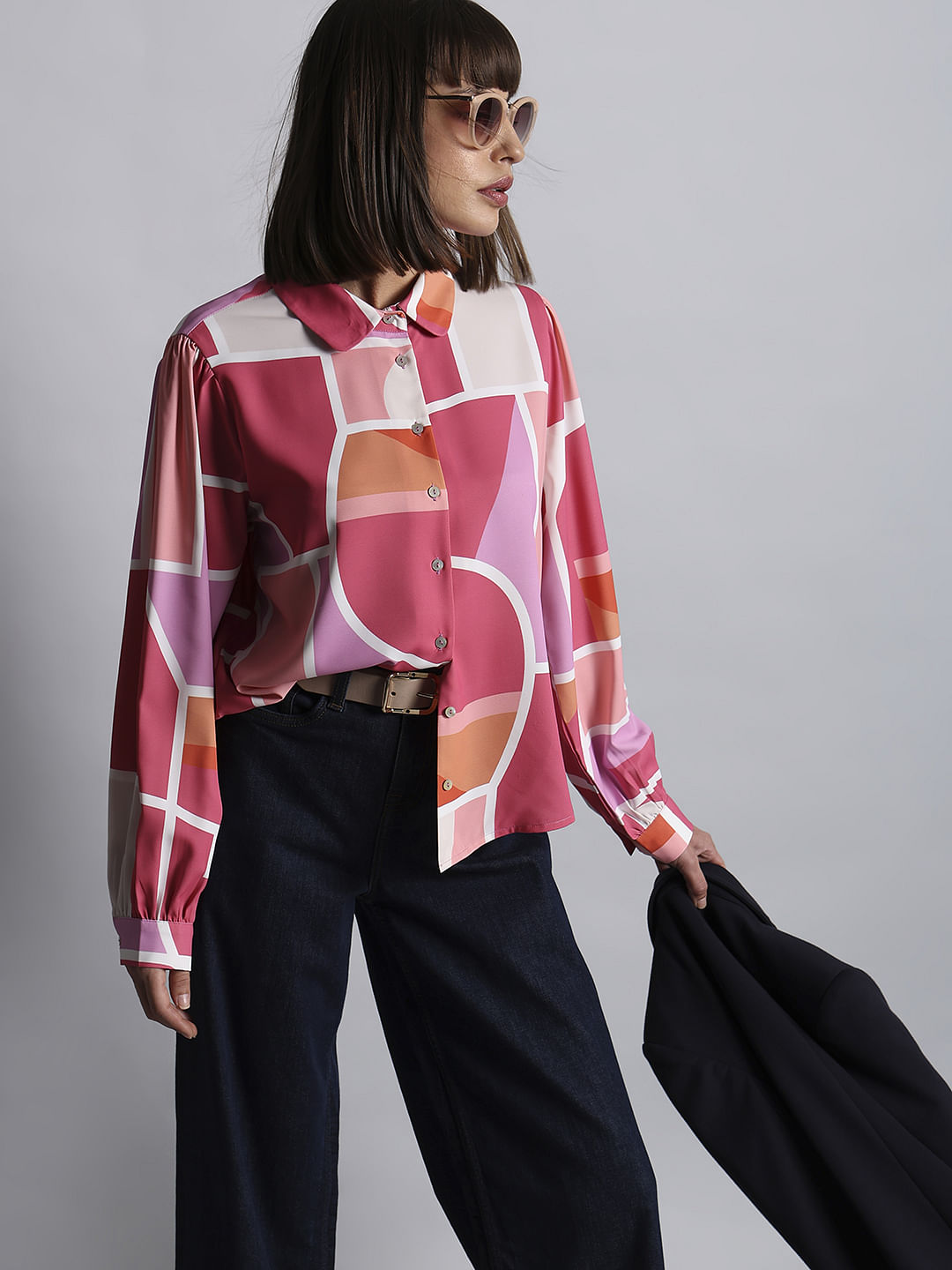 Pink Colourblocked Shirt