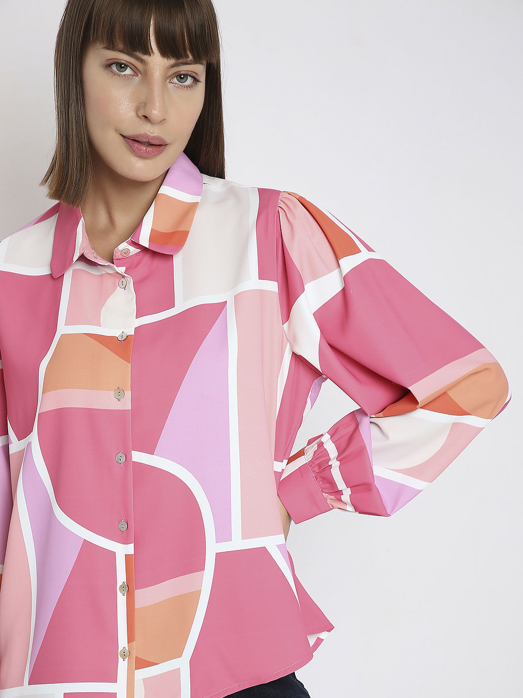 Pink Colourblocked Shirt