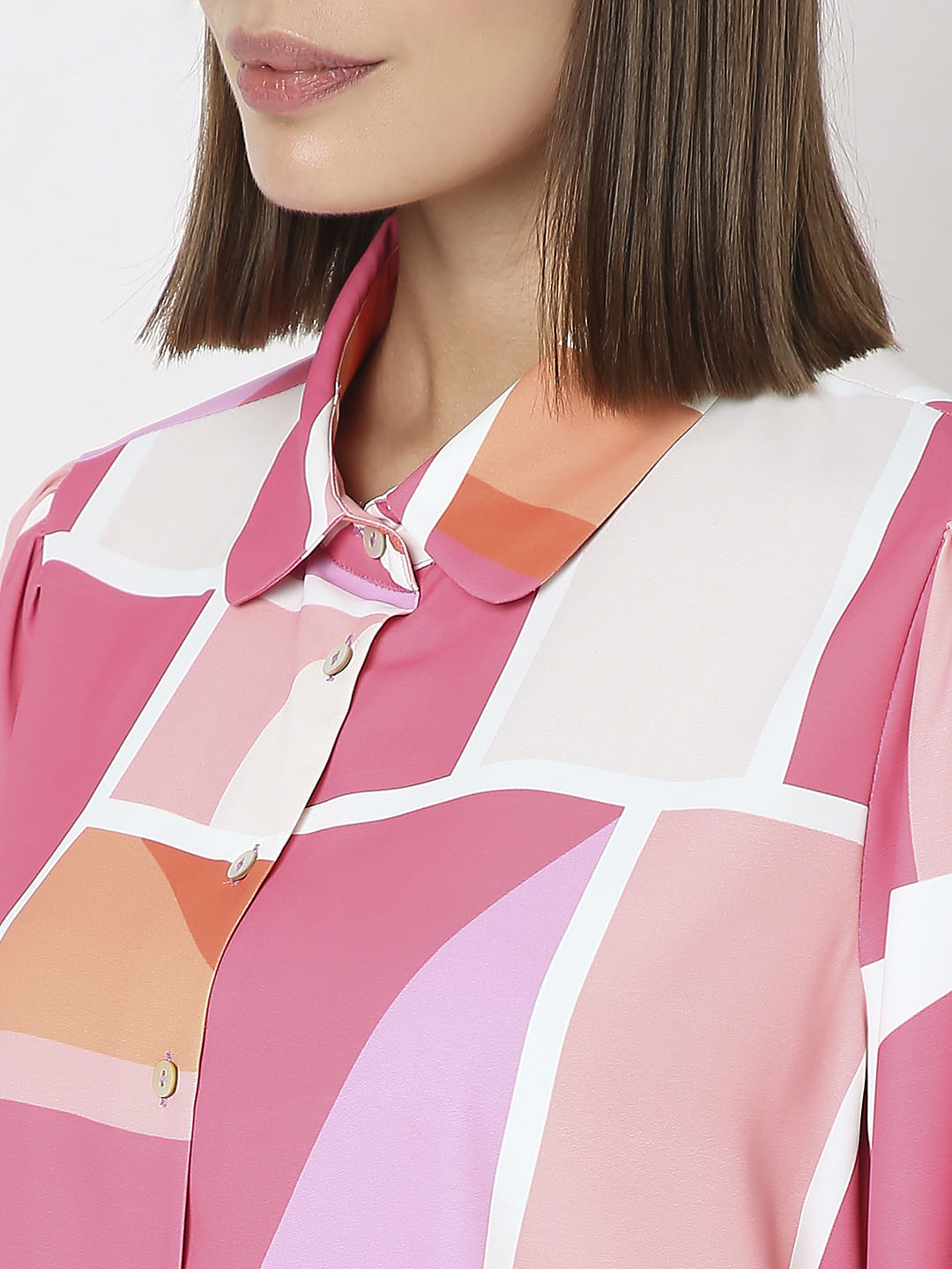 Pink Colourblocked Shirt