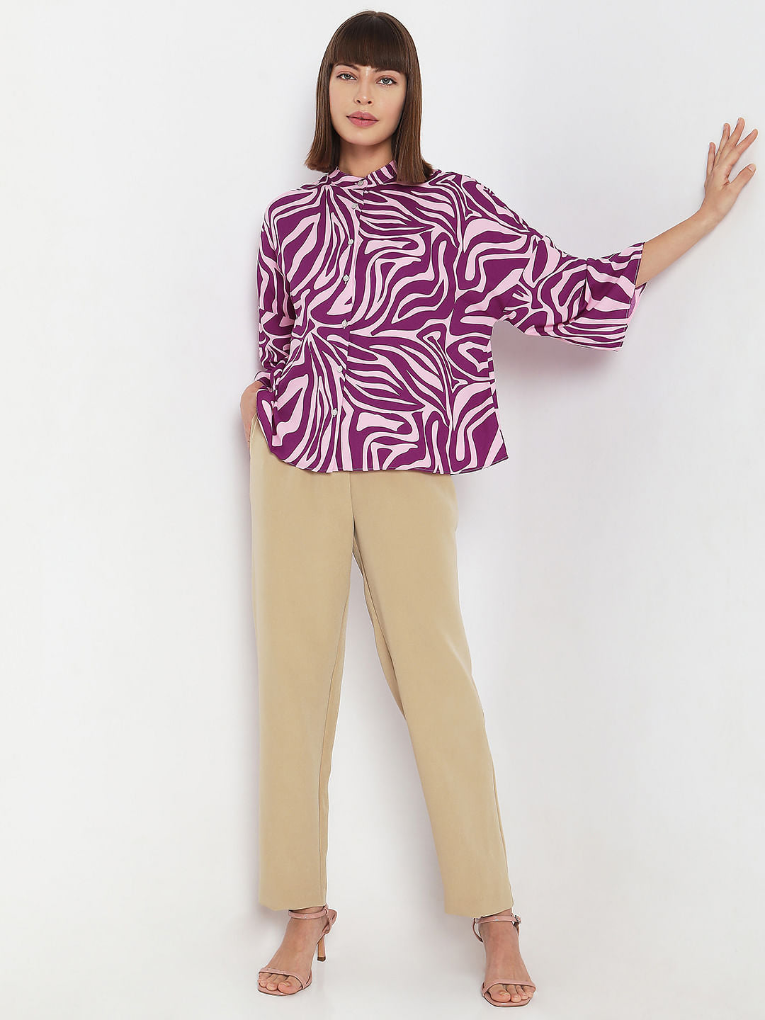 Purple Abstract Print Shirt