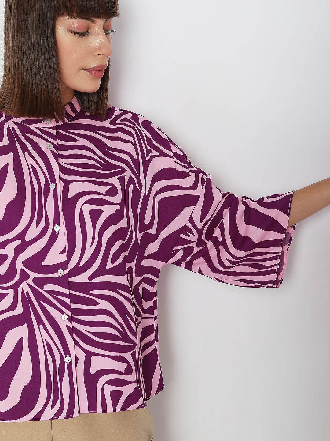 Purple Abstract Print Shirt