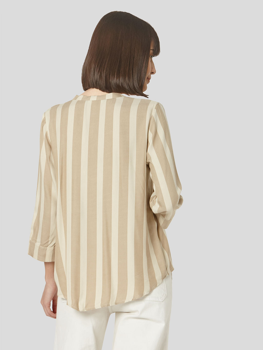 Beige Striped Top