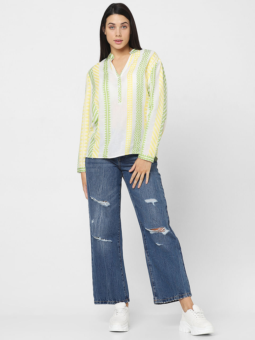 Cream Printed Top