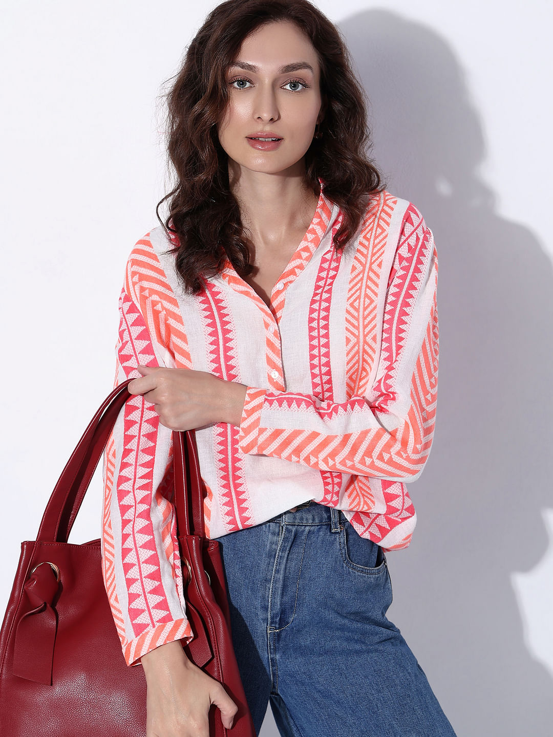 Coral Pink Printed Top