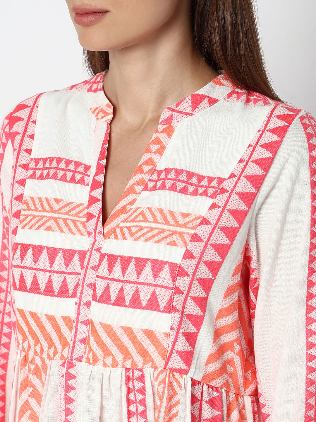 Coral Pink Printed Shift Dress