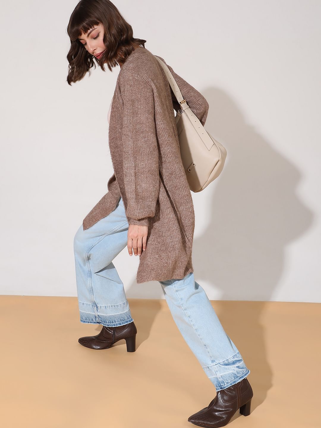 Brown Front Open Cardigan