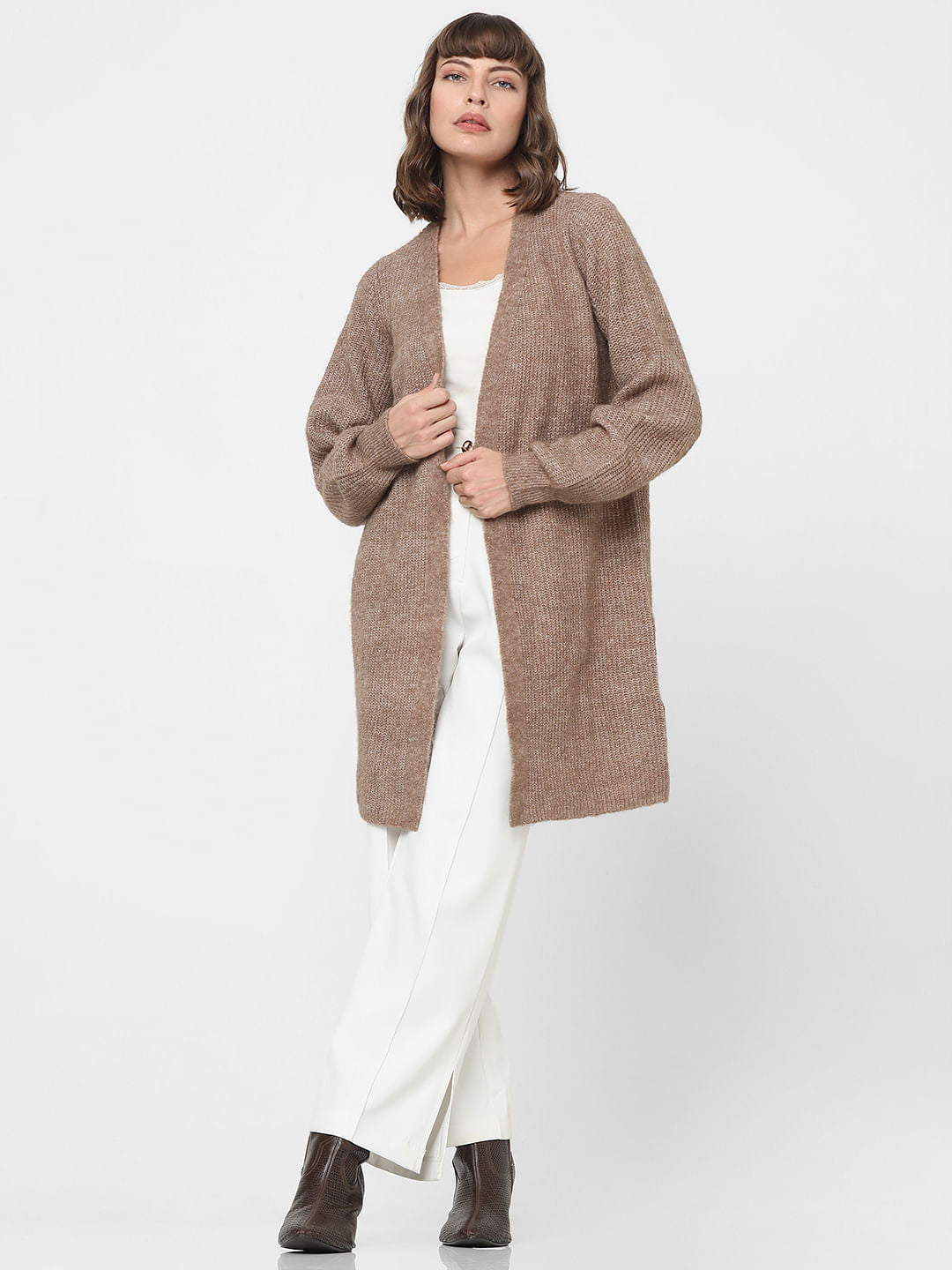 Brown Front Open Cardigan