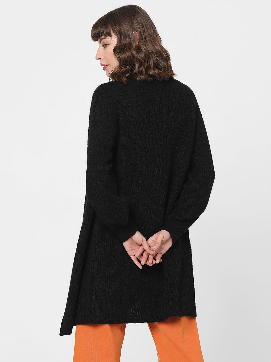 Black Front Open Cardigan