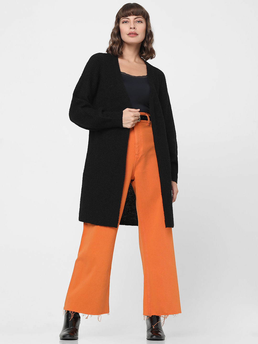 Black Front Open Cardigan