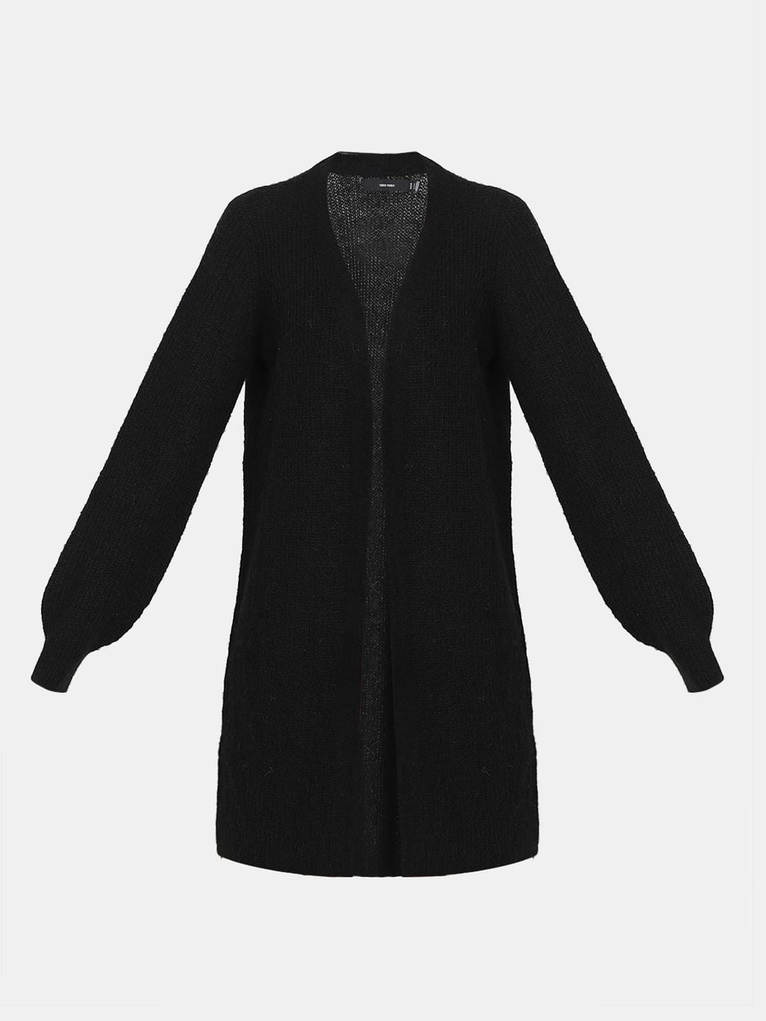 Black Front Open Cardigan