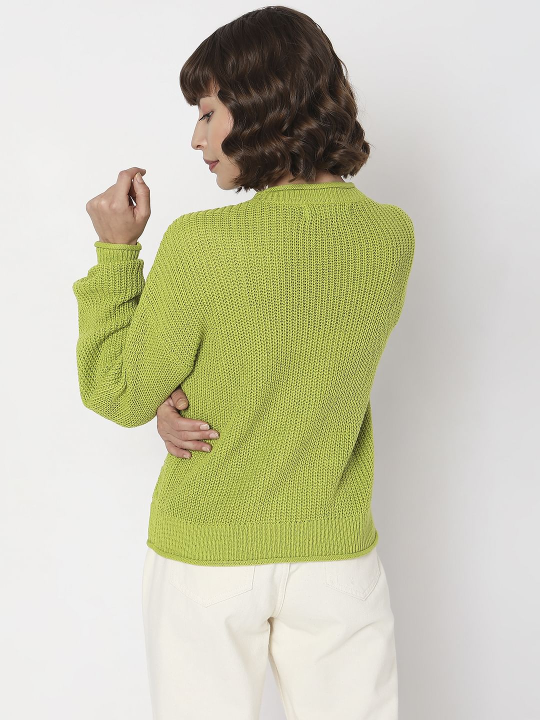 Green Jacquard Knit Pullover