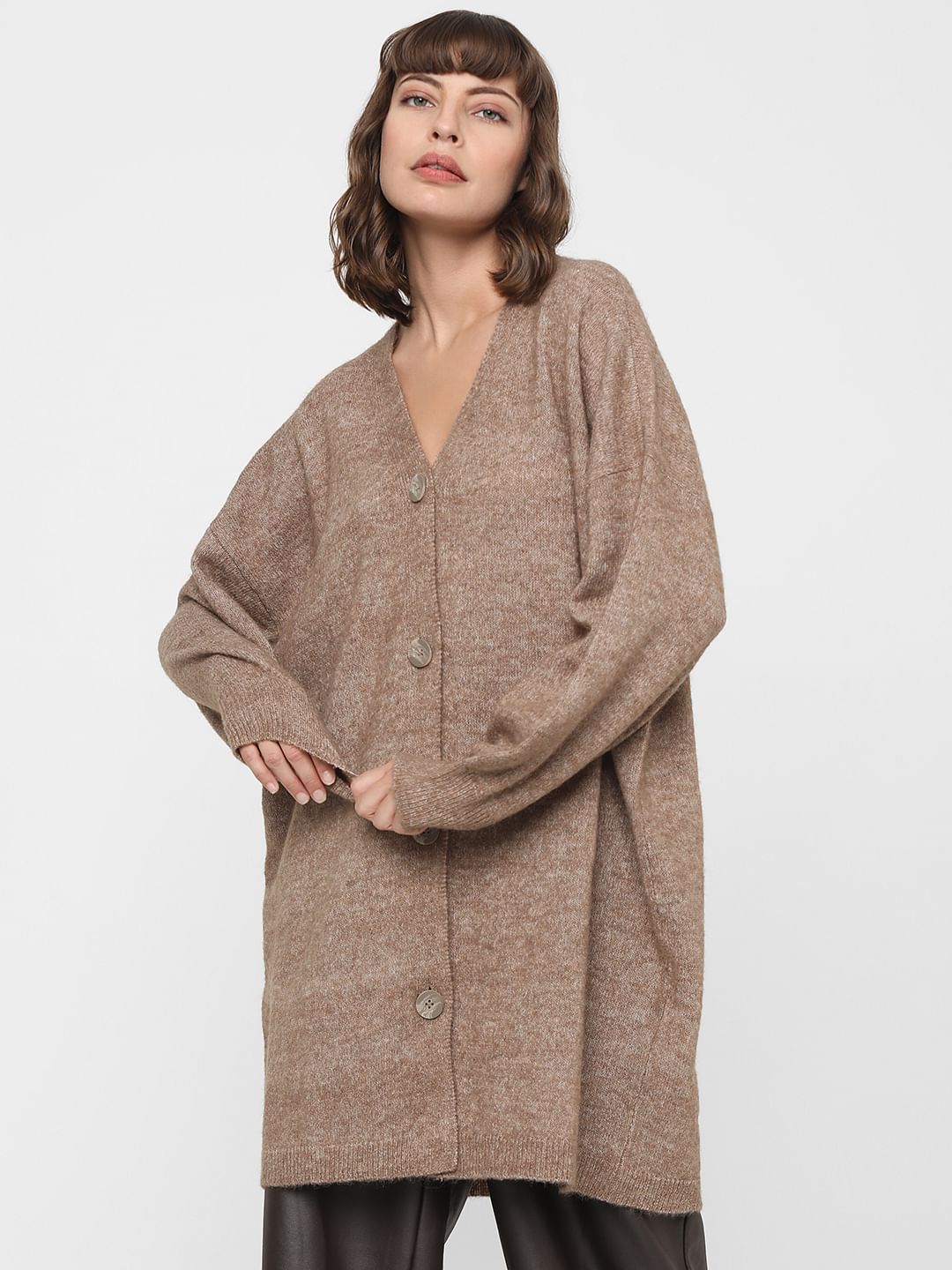 Brown Buttoned Front Cardigan