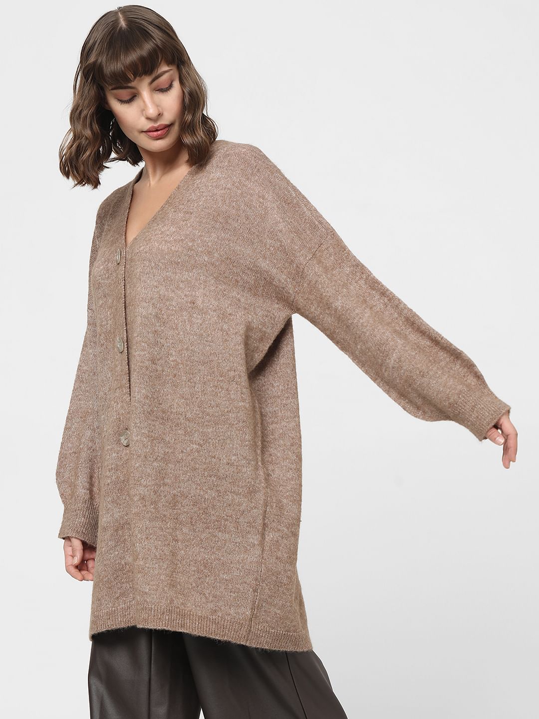 Brown Buttoned Front Cardigan