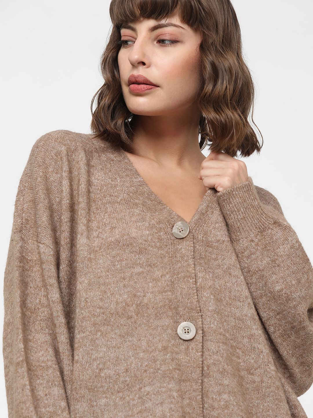 Brown Buttoned Front Cardigan