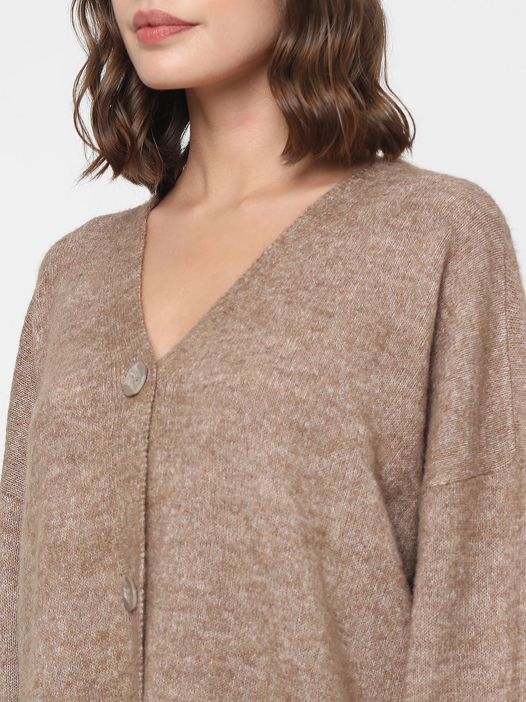 Brown Buttoned Front Cardigan