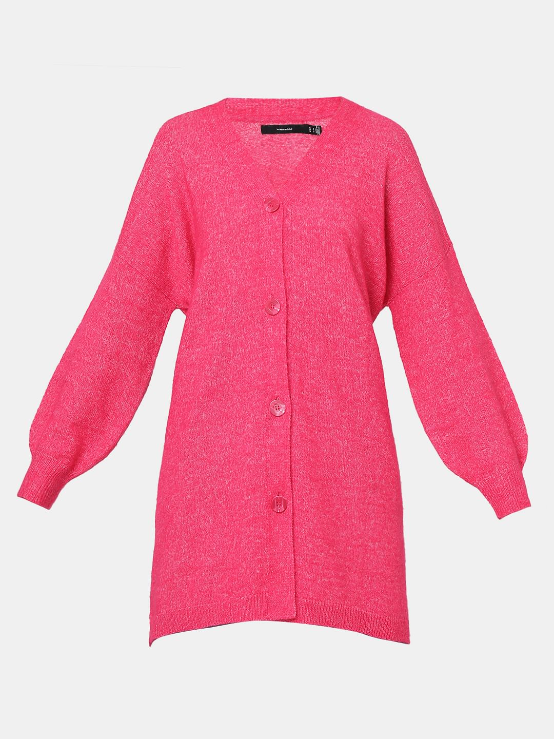 Hot Pink Buttoned Front Cardigan