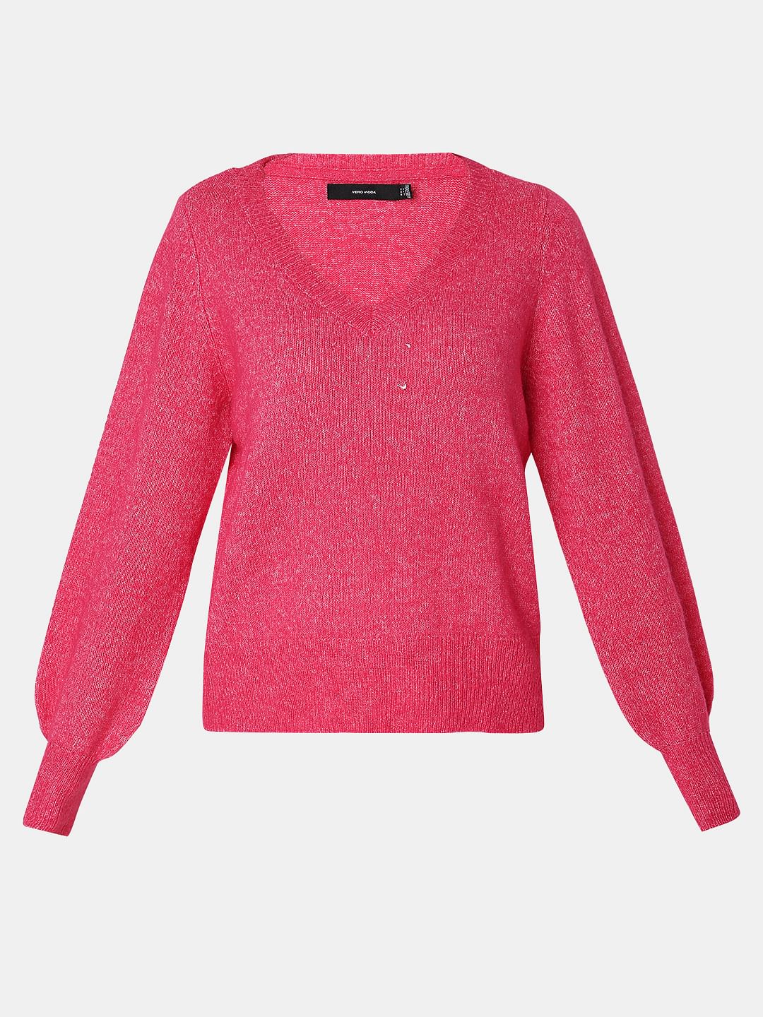 Fuchsia V-Neck Pullover