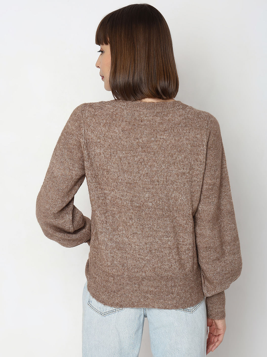 Brown V-Neck Pullover