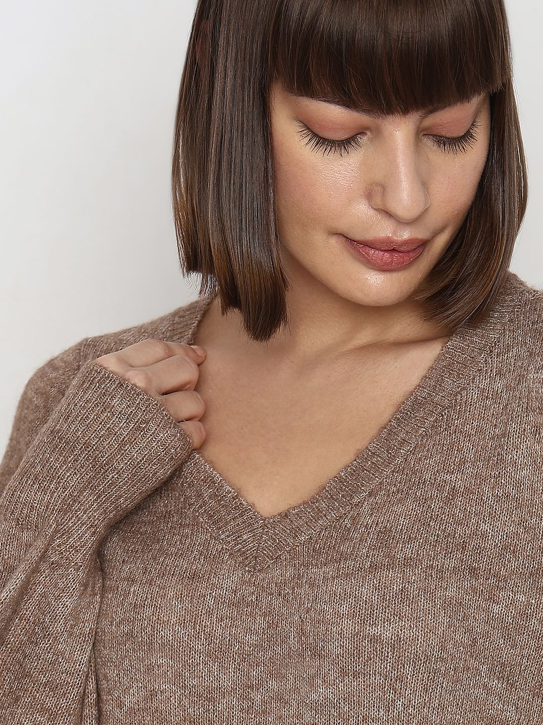 Brown V-Neck Pullover