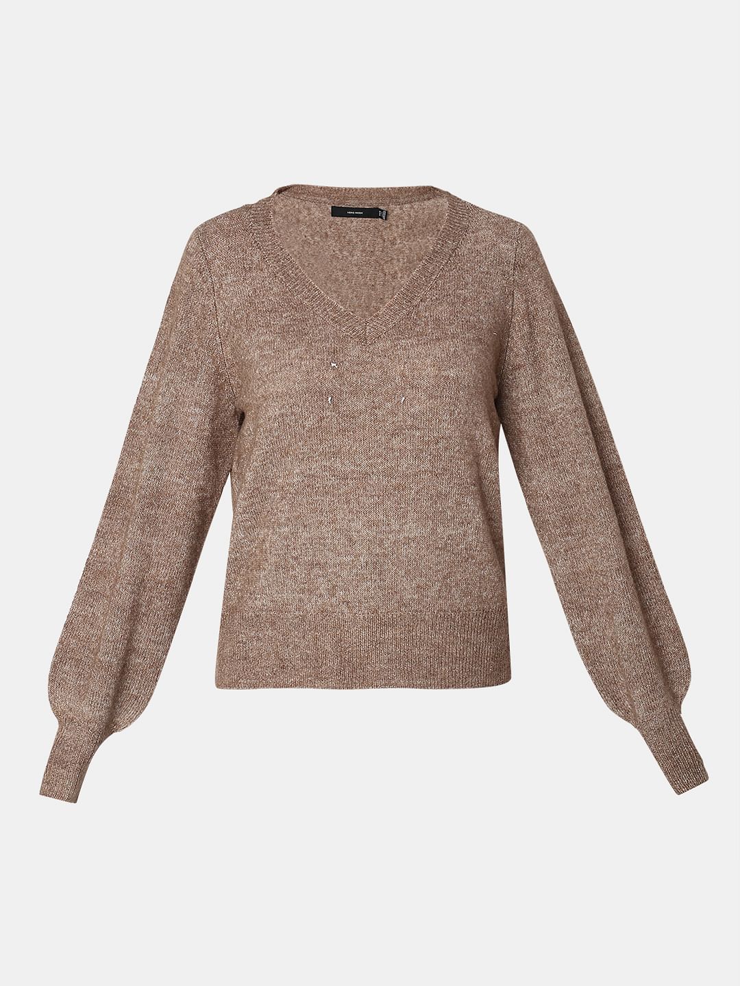 Brown V-Neck Pullover