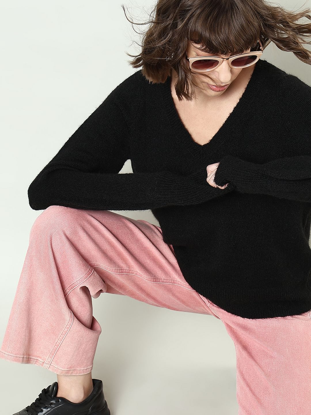 Black V-Neck Pullover