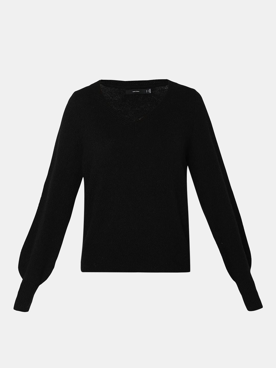 Black V-Neck Pullover