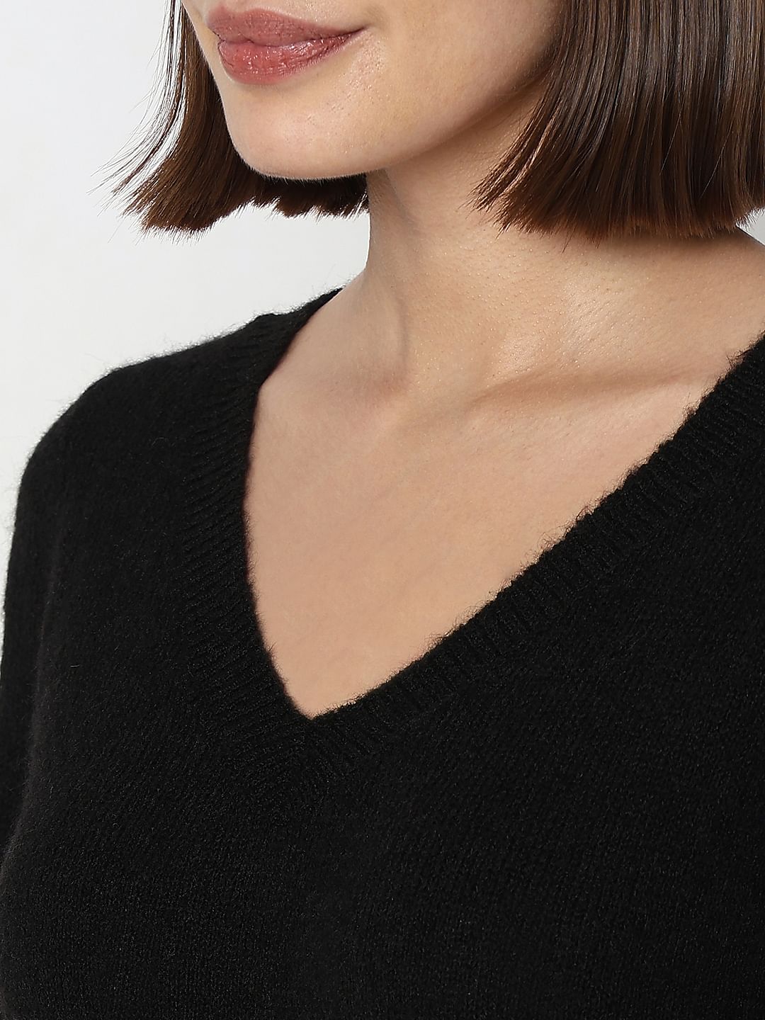 Black V-Neck Pullover