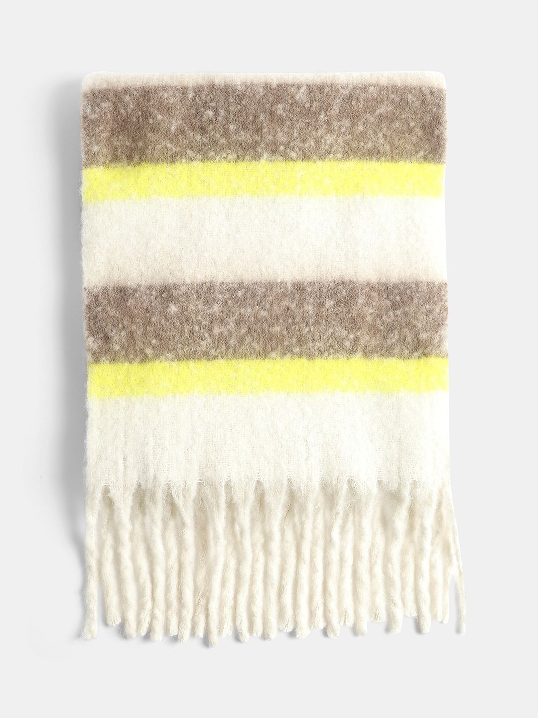 Beige Woollen Striped Scarf