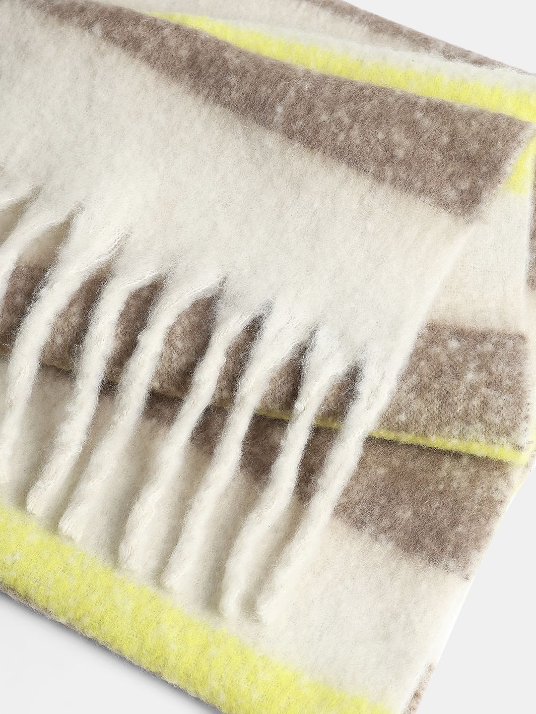 Beige Woollen Striped Scarf