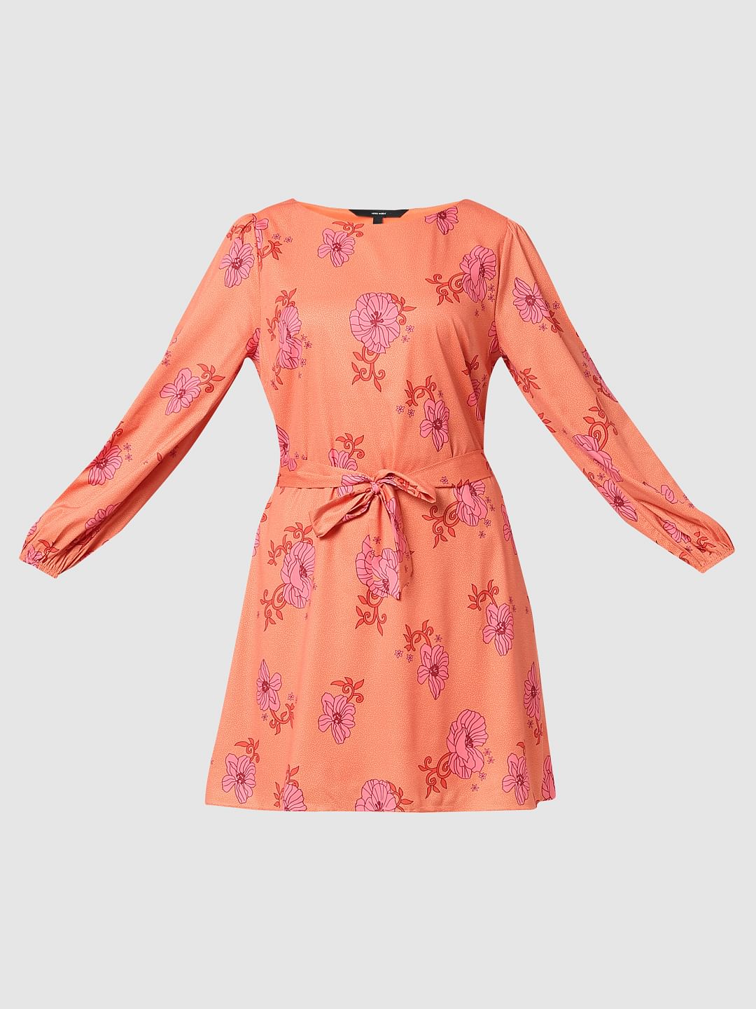Orange Floral Shift Dress