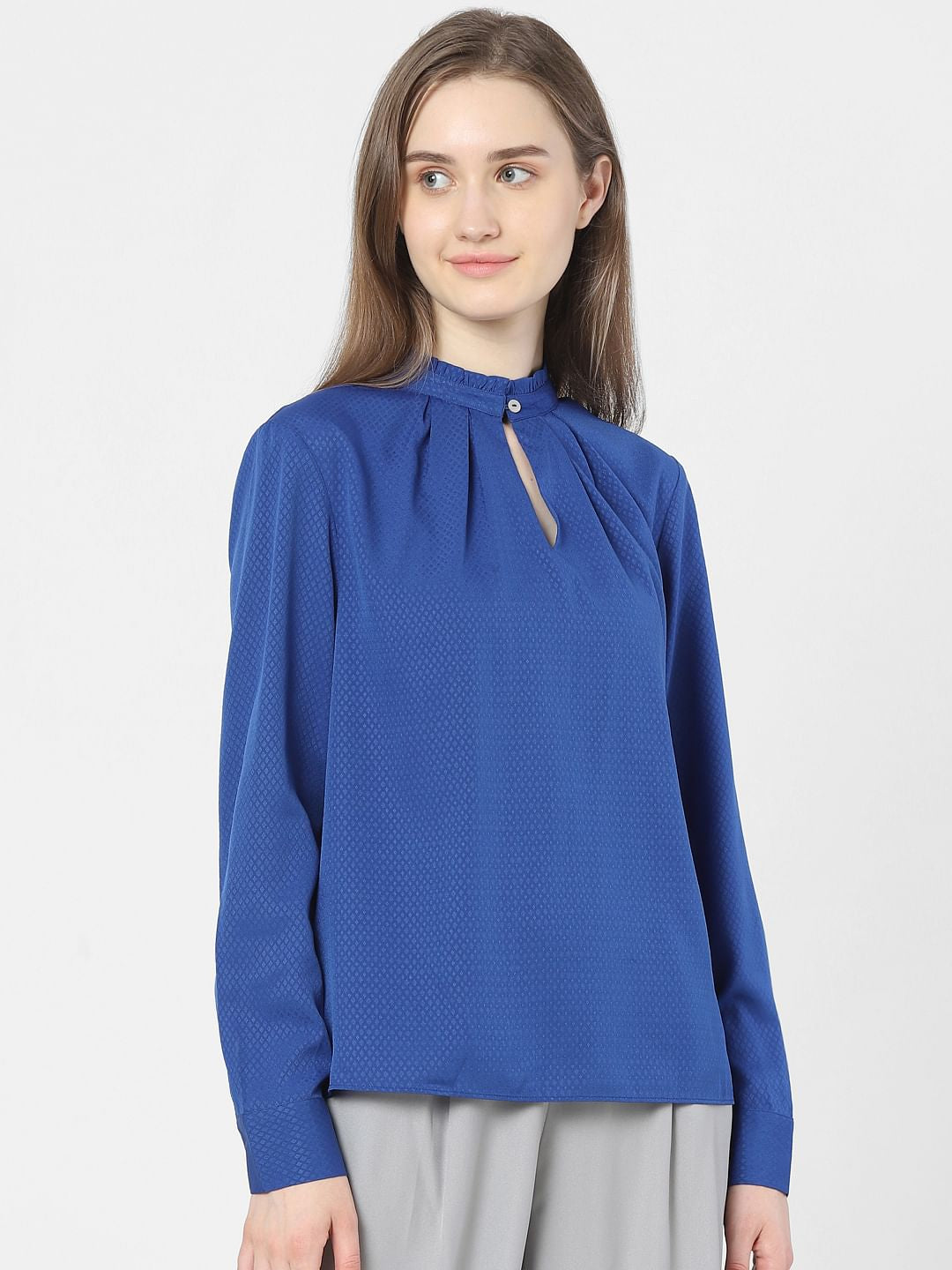 Blue High Neck Top