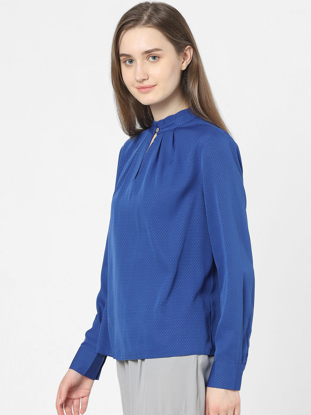 Blue High Neck Top