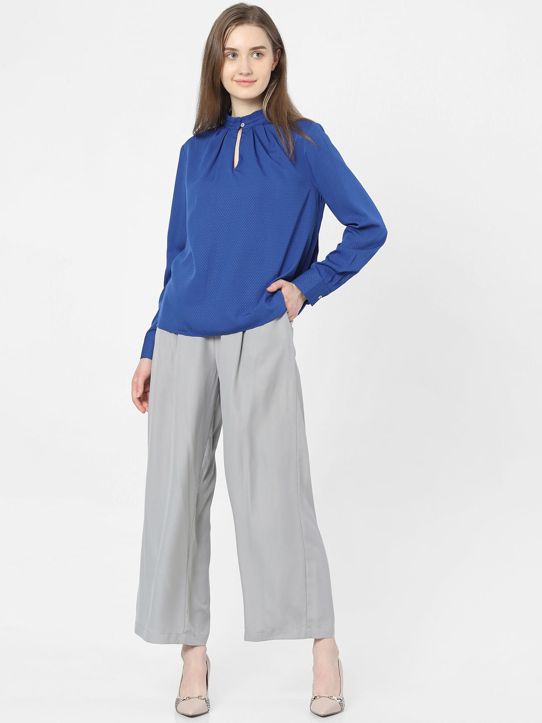 Blue High Neck Top