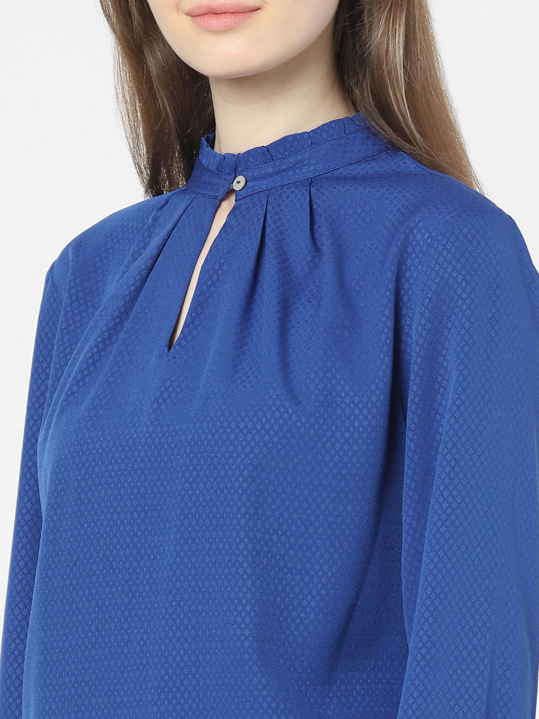 Blue High Neck Top