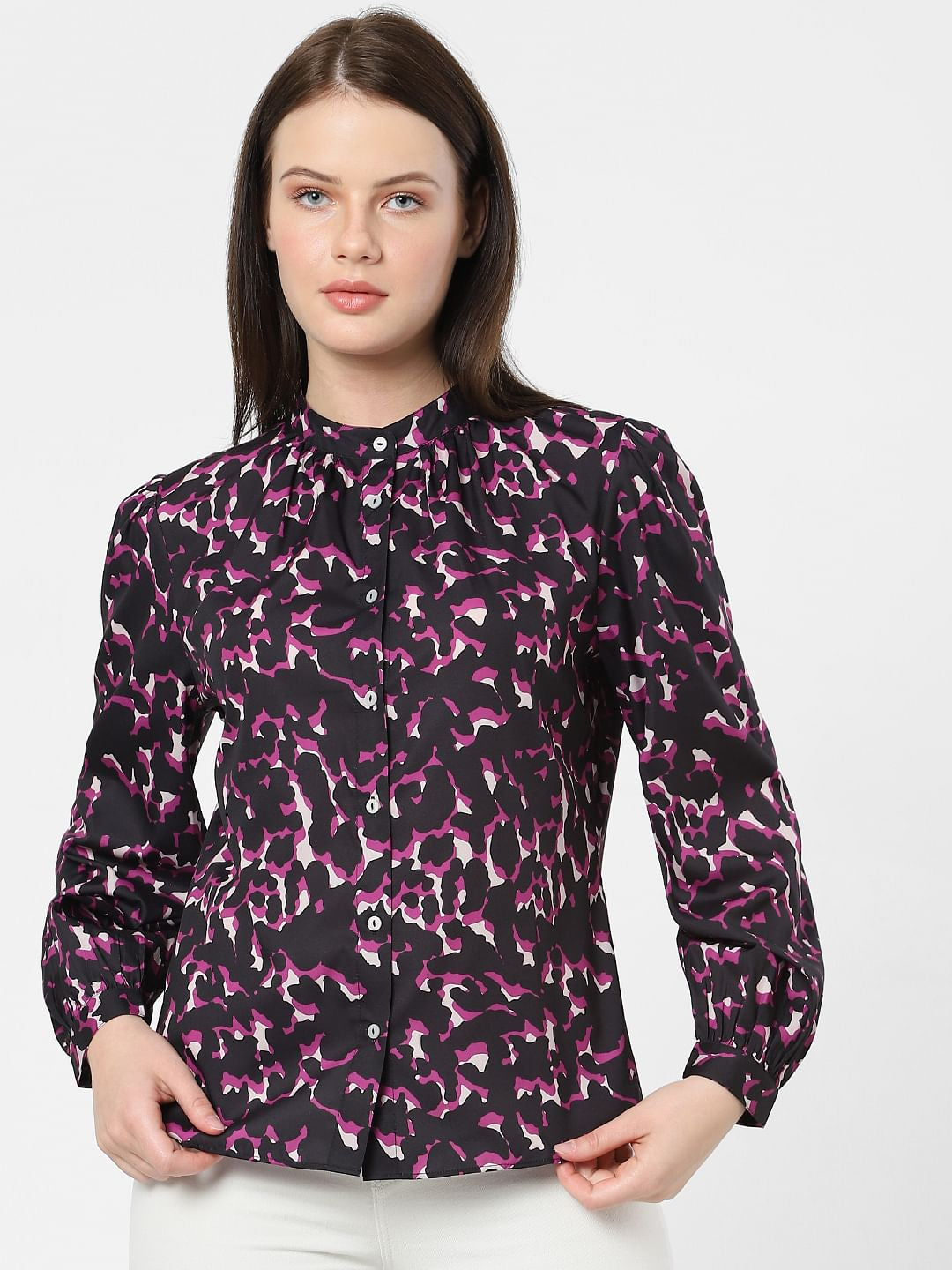 Black Abstract Print Top