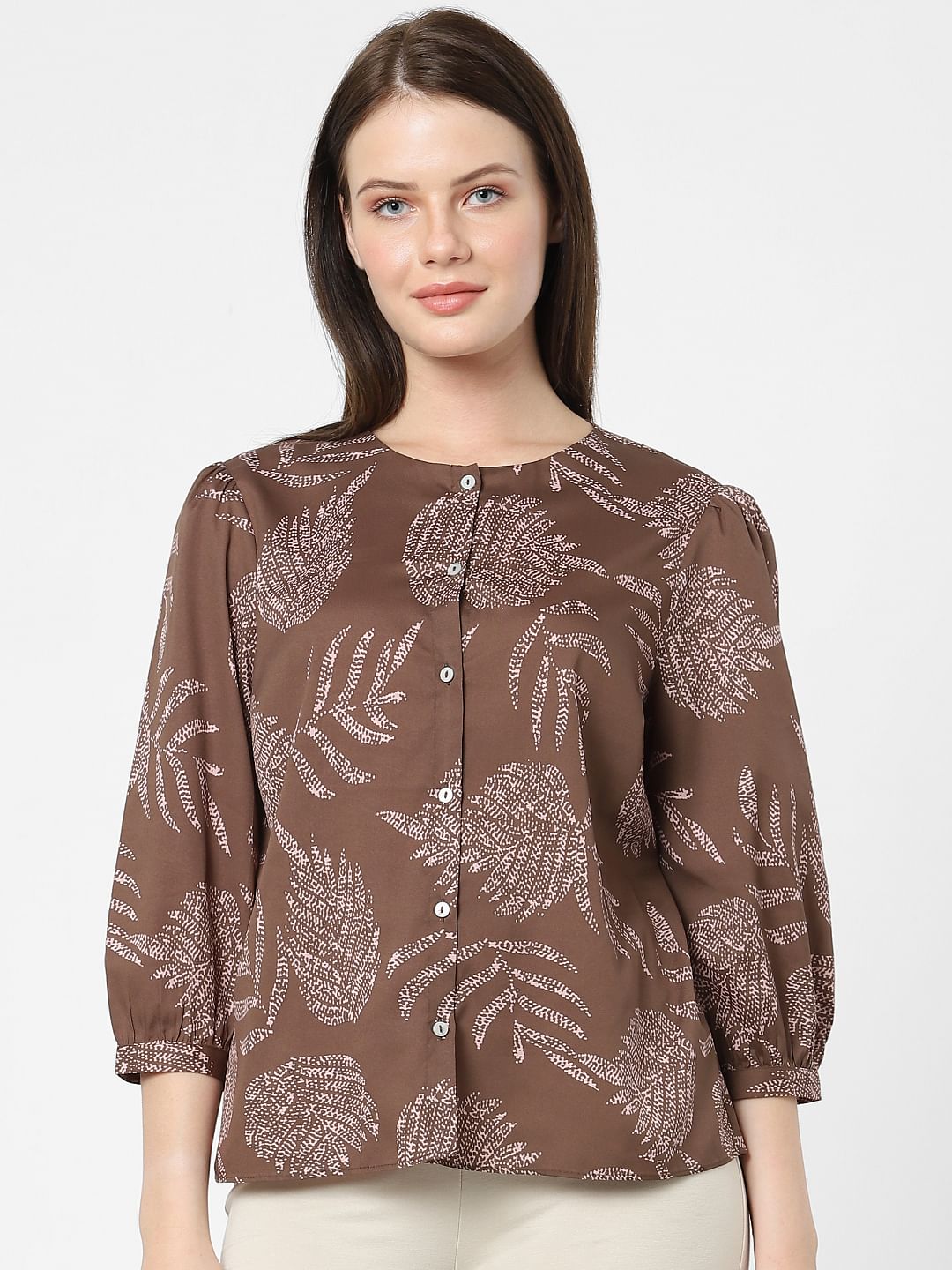 Dull Brown Printed Top