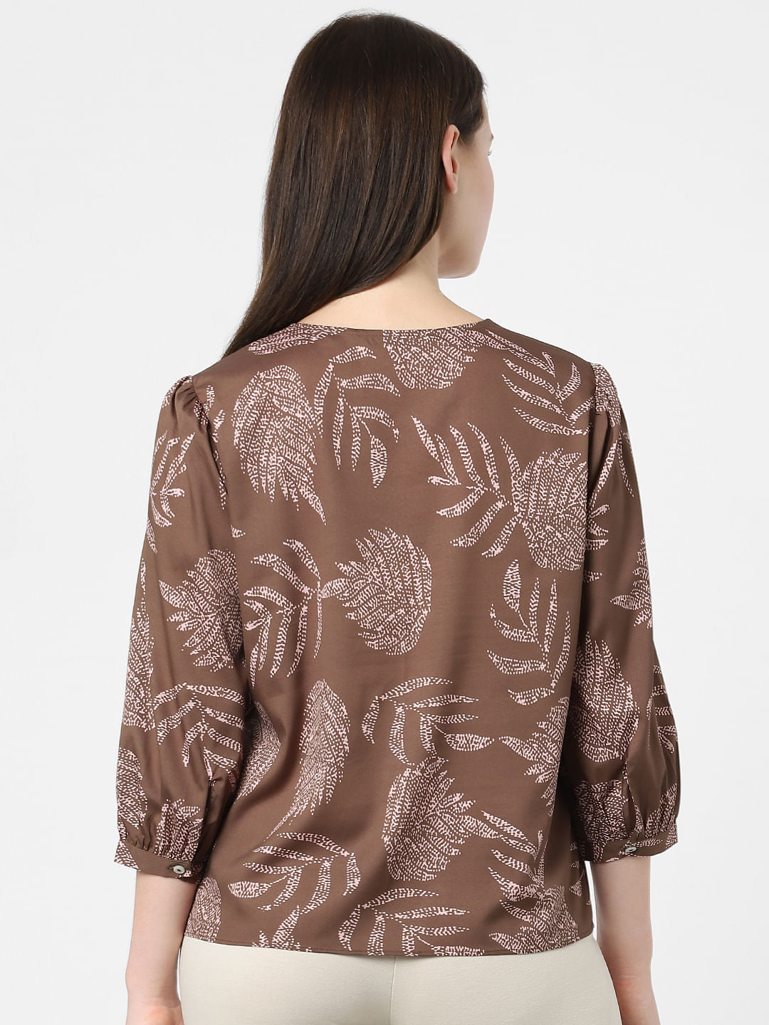 Dull Brown Printed Top