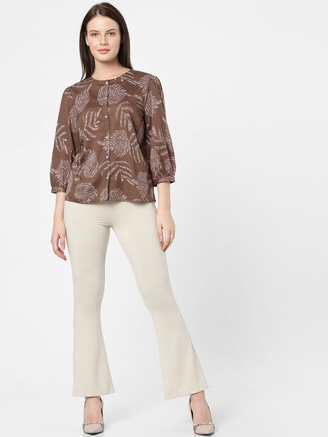 Dull Brown Printed Top