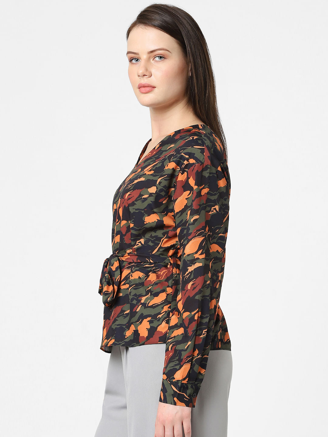 Black Abstract Print Top