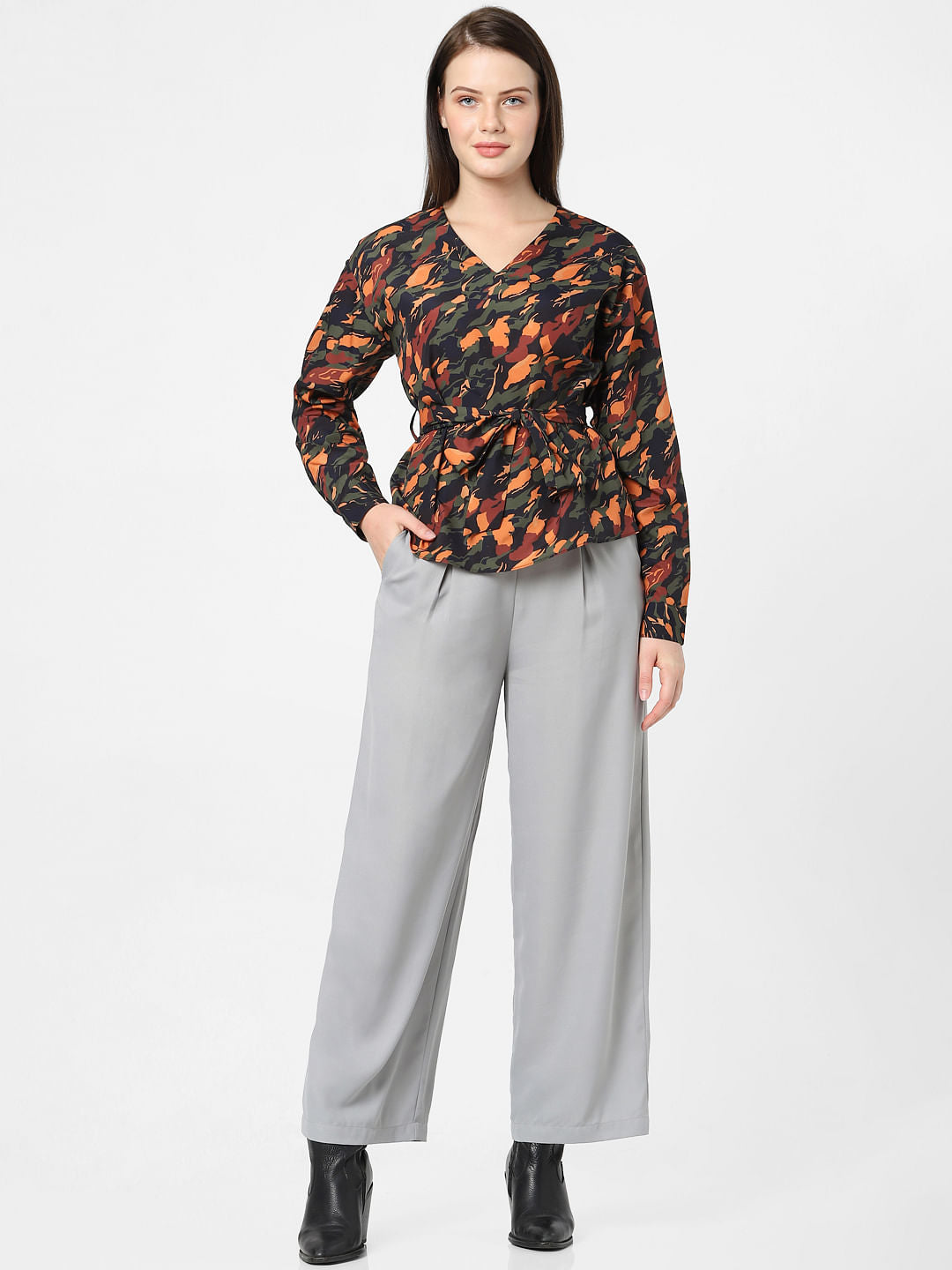 Black Abstract Print Top