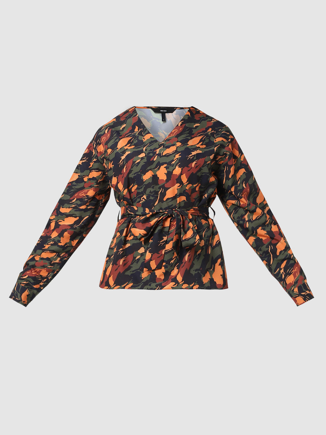 Black Abstract Print Top