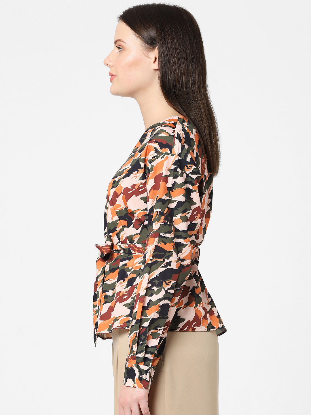 Green Abstract Print Top